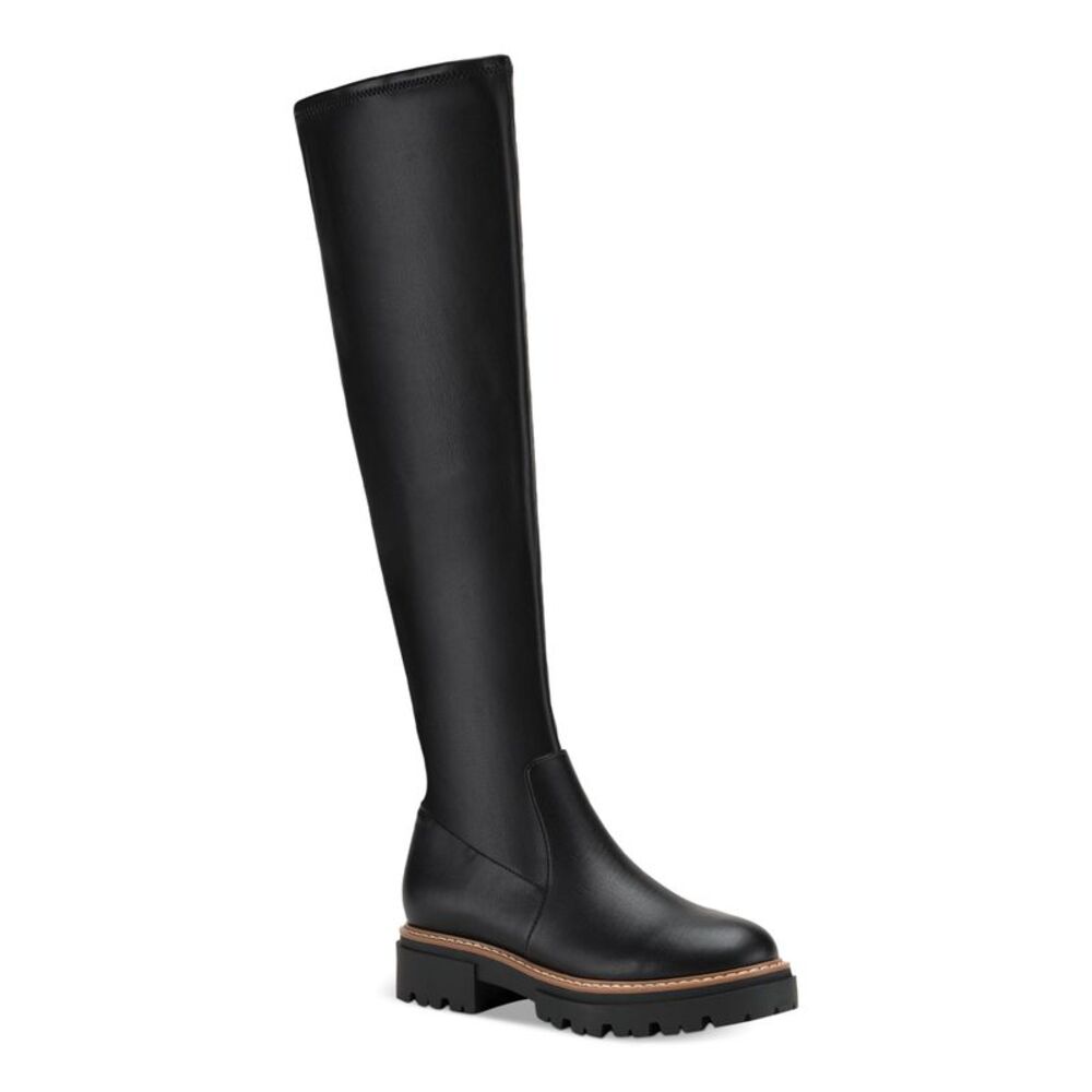 SUN STONE Womens Black Comfort Jacksonn Round Toe Block Heel Riding Boot 5 M